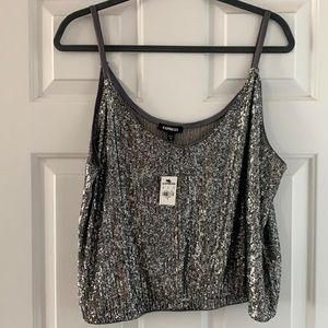 Express sequin crop top tank